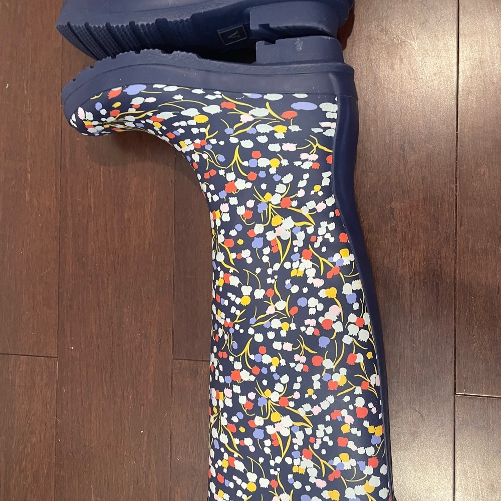 nwot/nwob anthropologie navy floral Women's Rain Boots 7 - Picture 11 of 16